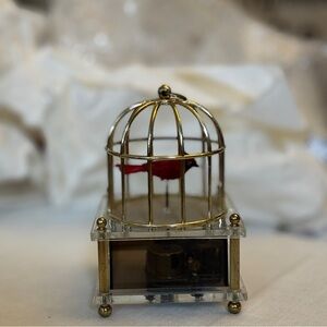 Vintage Elegant Gold and Silver Bird Cage Music Box
